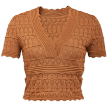 DEEP BREATH Take a deep breath my brother is really good. Retro pullover short hollow short-sleeved sweater A300685