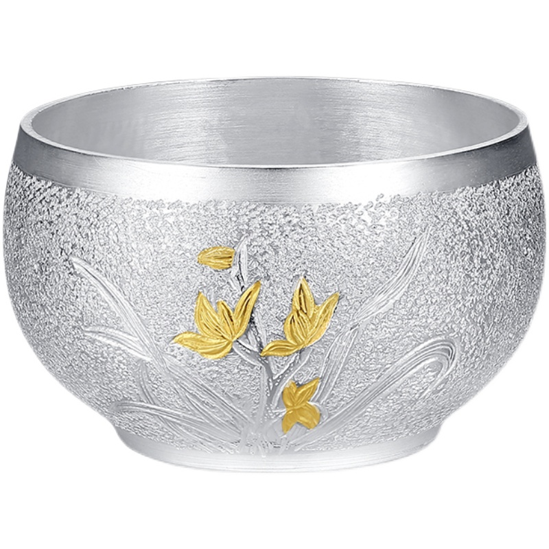 Handmade tea cup household small silver Kung Fu tea set