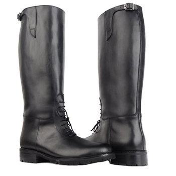 Cowhide high boots motorcycle boots shiny leather patent leather