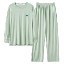 Mens pajamas spring and autumn style ice silk long sleeves 2024 new thin silk gift giving middle-aged dad home clothes can be worn outside