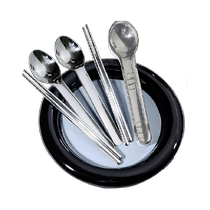 Edo Portable Tableware 304 Stainless Steel Chopsticks and Spoon Sets for Office Workers and Students Single Set of Two