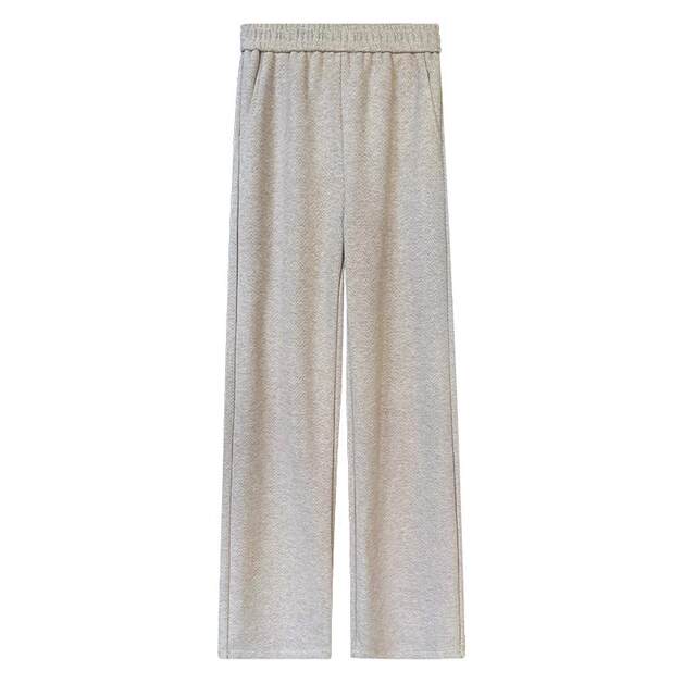 Autumn and winter style plush thickened herringbone wool wide-leg pants