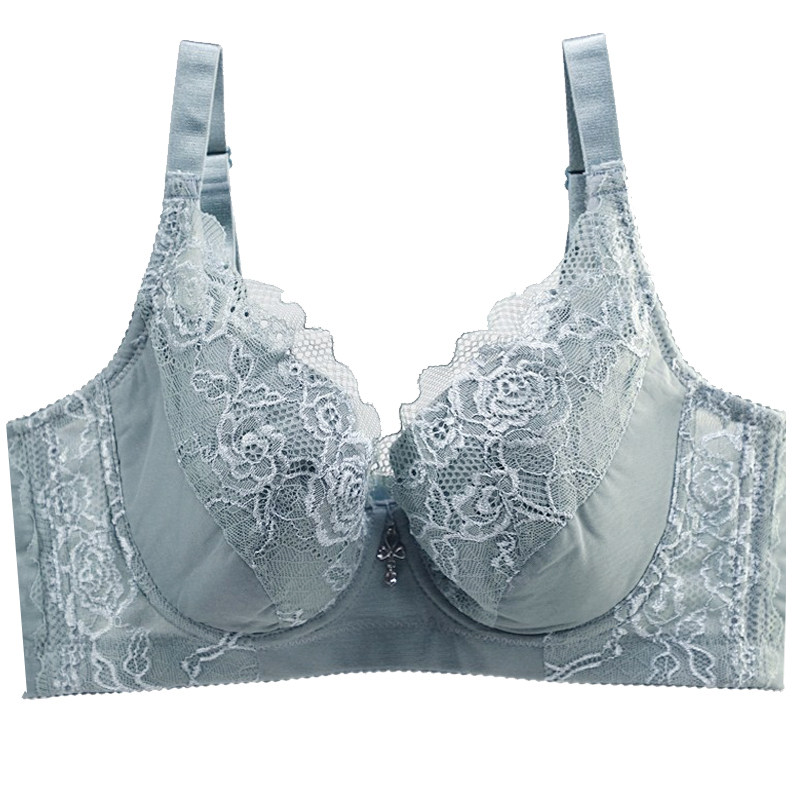 超薄无海绵全罩杯女内衣调整聚拢性感蕾丝有软钢圈文胸显小舒适BC
