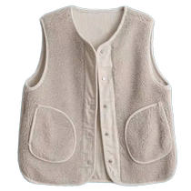 Lamb wool vest for women autumn and winter reversible retro 2023 new corduroy outer sleeveless vest jacket