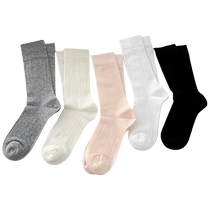2024 New Dui Dui Socks Womens Summer Thin Mid-calf Stockings Pure Cotton Mesh Summer Gray White Matching Small Leather Shoes