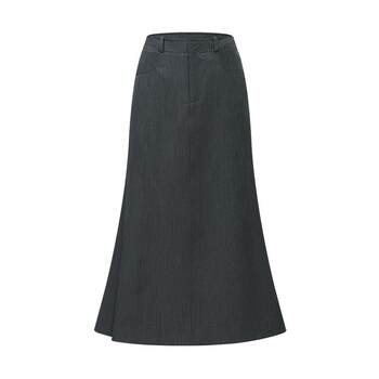 Lily2026 ລະດູຮ້ອນຂອງແມ່ຍິງສີເທົາ draped ບາດເຈັບແລະ temperament commuting versatile ສິ້ນສີແຂງ fishtail skirt