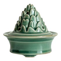 Tuotuyue kiln celadon mountain view three-legged incense burner ceramic retro aromatherapy burner mosquito repellent living room indoor agarwood sandalwood burner
