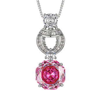 Dragon fruit color pendant ring and earrings three-piece set