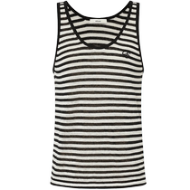 (New product newly released) edition2024 summer neutral style black and white striped cotton and linen vest EBD2SWT020