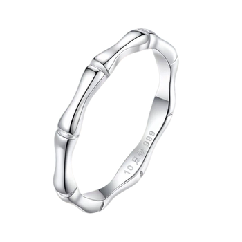 999 sterling silver bamboo closed female ring rising steadily