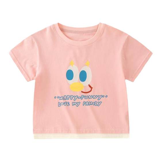 
[Cool Ice Porcelain Cotton] Boy Short Sleeve Girl Summer Baby T-shirt Dopamine Cartoon Thin Baby Top