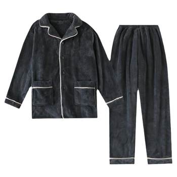 Men's autumn and winter coral velvet warm pajamas for young and middle-aged people