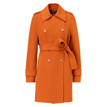 Large lapel sheep wool coat for women