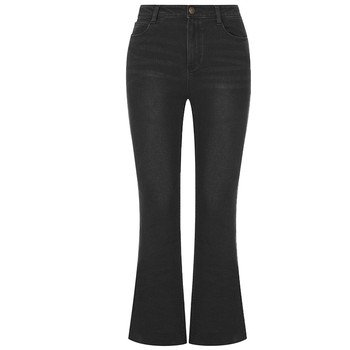 Langzi 2025 winter new black nine-point pants women's cotton jeans micro-flared retro modern