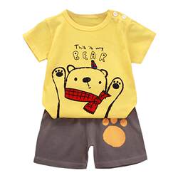 Girls summer pure cotton short-sleeved suit T-shirt shorts two-piece set Western-style newborn baby clothes thin section male baby