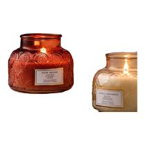 Small drum embossed glass cup stainless steel with lid smoke-free indoor sleeping essential oil candle bedroom aromatherapy candle customization