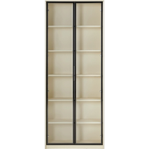 Lins home living room bookcase integrated whole wall cream style solid wood display cabinet with glass door Lins Wood Industry PK1X