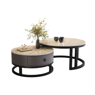 Slate coffee table light luxury coffee table living room home simple round new minimalist marble tv cabinet combination tea table