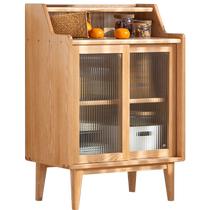 Original element solid wood sideboard modern minimalist glass door wine cabinet Nordic oak dining room storage cabinet F8144
