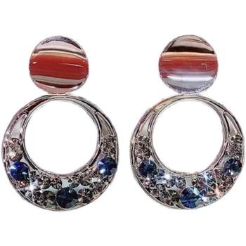 Silver needle hypoallergenic full diamond super sparkling round earrings