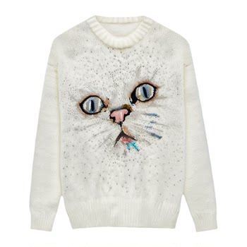 Fufu soft and waxy embroidered mohair sweater for women in autumn and winter
