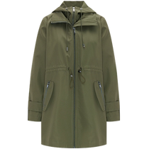 Navigare Italian small sailing green loose hooded coat womens autumn design mid-length windbreaker