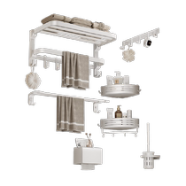 Cabei bathroom towel rack without punching bathroom toilet storage rack space aluminum folding bath towel rack milk white