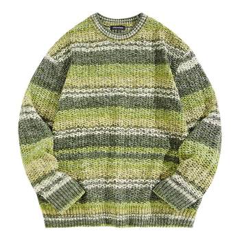 Peacebird men's casual sweater fashionable comfortable sweater retro round neck striped sweater fashionable knitted sweater Peacebird men's casual sweater fashionable comfortable sweater retro round neck striped sweater fashionable knitted sweater