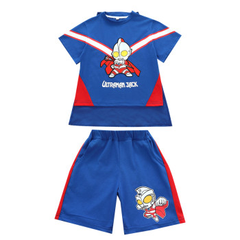 Ultraman cape ເດັກຊາຍຊຸດ summer ເຢັນບາງເຄື່ອງນຸ່ງເດັກນ້ອຍ summer ເດັກນ້ອຍ summer ສັ້ນແຂນສັ້ນເຄື່ອງນຸ່ງຫົ່ມເດັກນ້ອຍ trendy