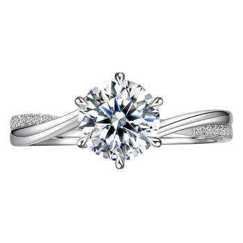 Zhou fansheng twisted arm with six claws cultured diamond ring for women