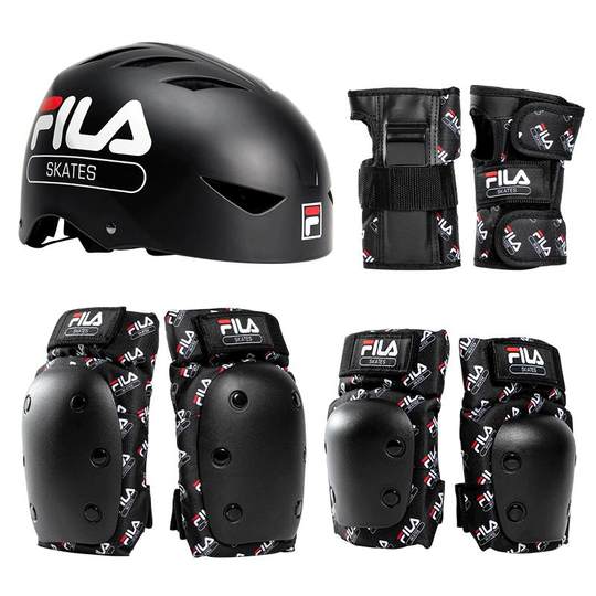 FILA斐乐轮滑护具套装滑冰滑板头盔儿童骑平衡自行车护膝女男成人