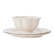 Starbucks Star Series bowl and plate set with high-looking embossed pattern gift style cream style solid color ceramic bowl