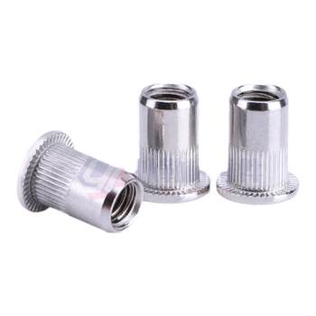 304 ສະແຕນເລດສີ zinc plated ອາລູມິນຽມ flat head rivet nut 3M4M5M6M8M10M12 short extended rivet nut