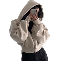 American retro floral gray short loose sweatshirt jacket for women spring and autumn new sports and leisure versatile zipper cardigan