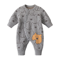 Guiqi Bear baby pure cotton wool one-piece clothes baby spring and autumn Internet celebrity fashionable autumn and winter sweater sweater