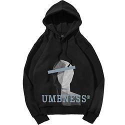 UMBNESS ຜູ້ຊາຍໄມ້ຕົ້ນສະບັບພິມຄູ່ hoodie ລະດູໃບໄມ້ລົ່ນແລະລະດູຫນາວແນວໂນ້ມແຫ່ງຊາດວ່າງເສື້ອ sweatshirt hooded ສີຂາວສໍາລັບຜູ້ຊາຍບວກກັບ velvet