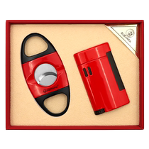 GUEVARA cigar tool two-piece set alloy cigar cutter windproof lighter simple and fashionable gift box