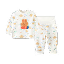 Youqide velvet Year of the Rabbit baby high-waist belly protection suit autumn and winter baby winter clothing plus velvet thermal underwear toddler clothes