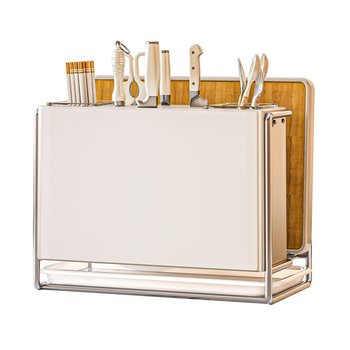 Kitchen knife stand storage rack 2025 new knife seat multi-function chopstick chopping board stand integrated pot cover tool storage rack