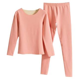 德绒无痕发热保暖内衣女套装加厚加绒一体纯棉女大码秋衣秋裤打底