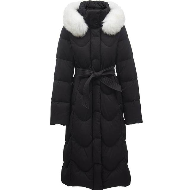 ONLY warm straight hooded long down jacket