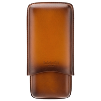 Lubinski portable upscale cigar cover moisturizing travel fit genuine leather 3 packs of snow plus insulated cigarette case