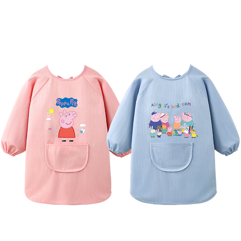 Genuine Peppa Pig baby smock autumn and winter outer wear for middle and large children apron children's bib down jacket anti-dirty coat