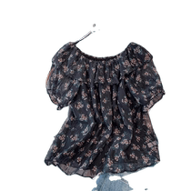 French floral chiffon shirt for women summer 2024 new slim belly-covering shirt high-end one-shoulder top