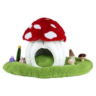 Qzee Mushroom Cat House Rabbit Grass Mat Pet Dog Bed Qmonster Semi-Enclosed Spring, Summer, Autumn, Winter Warm Sleeping Toy