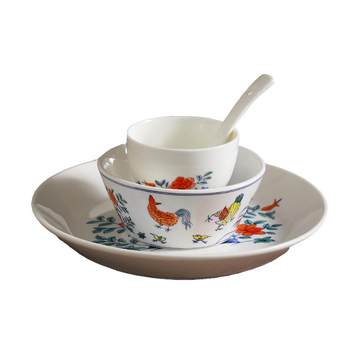 Antique classic festive ceramic club bowls, plates and plates