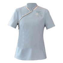 High-end hotel Chinese catering work clothes short-sleeved hotel tea restaurant waiter summer special work clothes suit for women