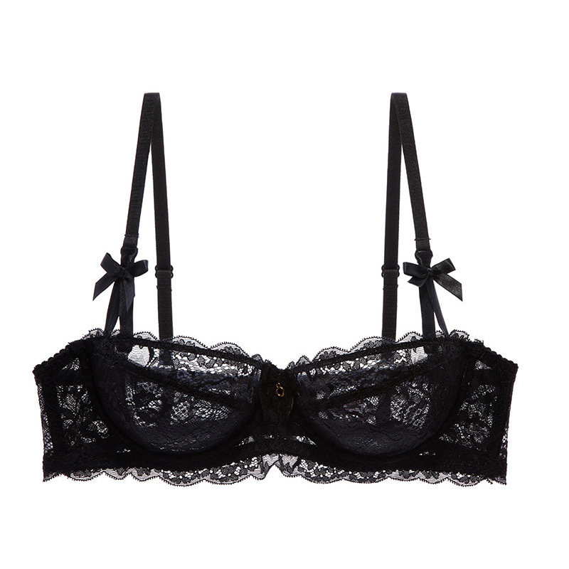 Sexy and alluring lace ultra-thin women's lingerie, 2025 new summer style, plus size transparent bra that makes large breasts appear smaller.