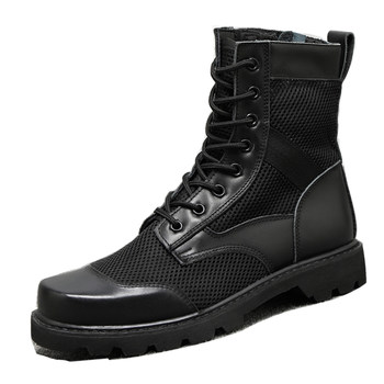 Summer mesh combat square toe steel sole security inspection martin boots