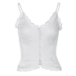 European and American style lace stitching V-neck single-breasted camisole for women 2024 summer slimming tops for hot girls